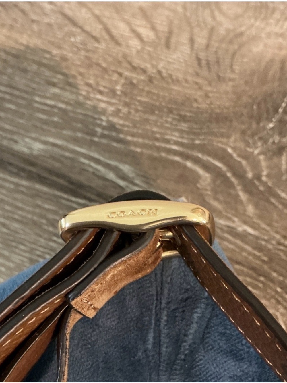 Coach Leather and Suede Belt with Gold Hardware - Picture 3 of 5
